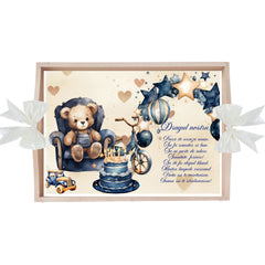 Set tava pentru taiere mot la baieti, model Ursulet, ivoire, 6 piese, 35x20 cm, Recostore®, REC1967/299