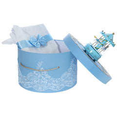 Trusou botez baieti 9 piese bleu cu carusel, REC3012