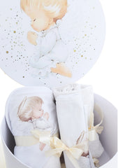 Cutie trusou pentru botez, Model Ingeras, culoare ivoire, 8 piese, Recostore®, REC2520