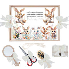 Set tava pentru taiere mot, model cu iepuras, ivoire, 6 piese, 35x20 cm, Recostore®, REC1967/305