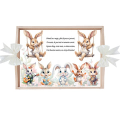 Set tava pentru taiere mot, model cu iepuras, ivoire, 6 piese, 35x20 cm, Recostore®, REC1967/305