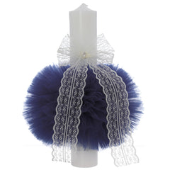 Lumanare botez, 30x5.5 cm, bleumarin, Recostore®, REC5004/20