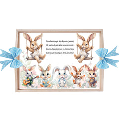 Set tava pentru taiere mot, model cu iepuras, bleu, 6 piese, 35x20 cm, Recostore®, REC1967/306