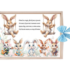 Set tava pentru taiere mot, model cu iepuras, bleu, 6 piese, 35x20 cm, Recostore®, REC1967/306