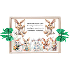 Set tava pentru taiere mot, model cu iepuras, verde, 6 piese, 35x20 cm, Recostore®, REC1967/307