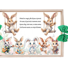 Set tava pentru taiere mot, model cu iepuras, verde, 6 piese, 35x20 cm, Recostore®, REC1967/307