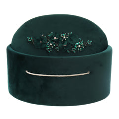 Cutie ovala transport trusou din catifea buretata, verde, REC3335