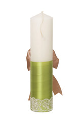 Lumanare botez baieti, model cu Leu, 30x7 cm, Verde olive-bej, Recostore®, REC5002/16