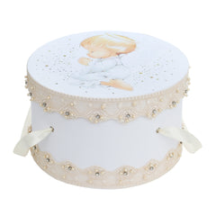 Cutie trusou pentru botez, Model Ingeras, culoare ivoire, 8 piese, Recostore®, REC2520