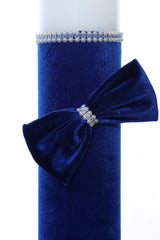 Trusou complet pentru botez de baieti personalizat cu mesajul "Azi m-am crestinat", costum cu maneca scurta, pantofiori, lumanare si trusou, bleumarin, 13 piese, Recostore®, REC2733