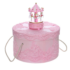 Set botez fete, model printesa si carusel, trusou, rochita, pantofiori si lumanare, culoare roz pudrat, Aisha, REC3163