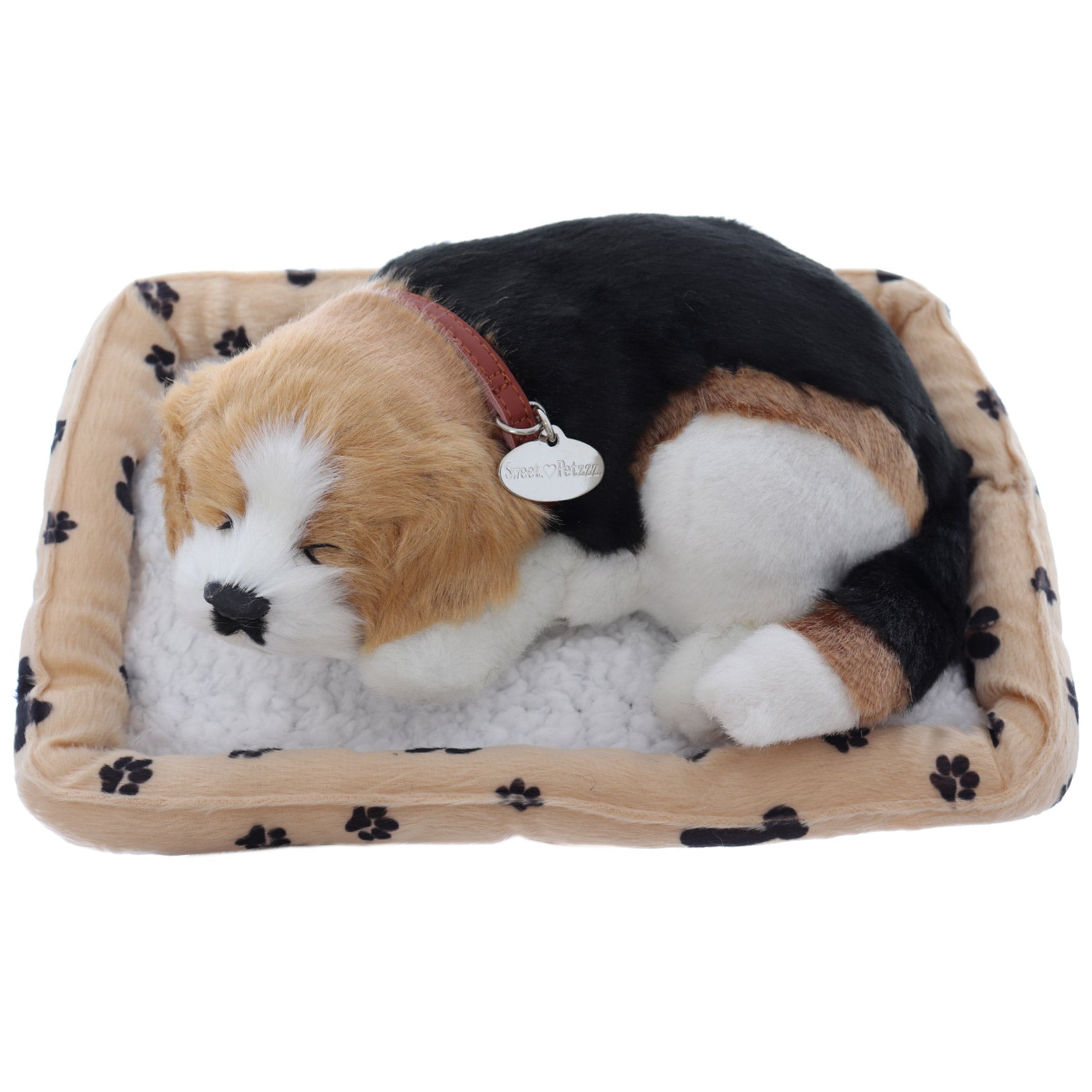 Catel interactiv cu cosulet, doarme, latra si da din coada, Sweet Petzzz, dimensiune 25 x 16cm, REC2959