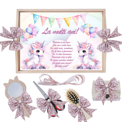 Set tava pentru taiere mot/turta, model Tip Unicorn, roz pudrat, 6 piese, 35x20 cm, Recostore®, REC1967/311