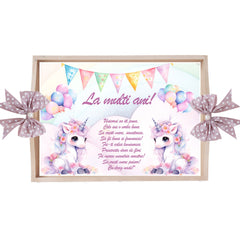 Set tava pentru taiere mot/turta, model Tip Unicorn, roz pudrat, 6 piese, 35x20 cm, Recostore®, REC1967/311