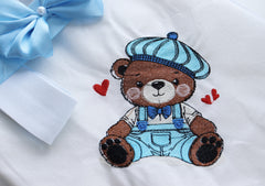Trusou personalizat botez cu Ursulet, culoare bleu, Costum, Trusou si Lumanare, REC3209