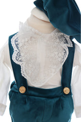 Costum cu aripi pentru botez baieti, verde smarald compus din 4 piese, camasa, pantaloni, bascuta si pantofiori, Recostore®, REC2748