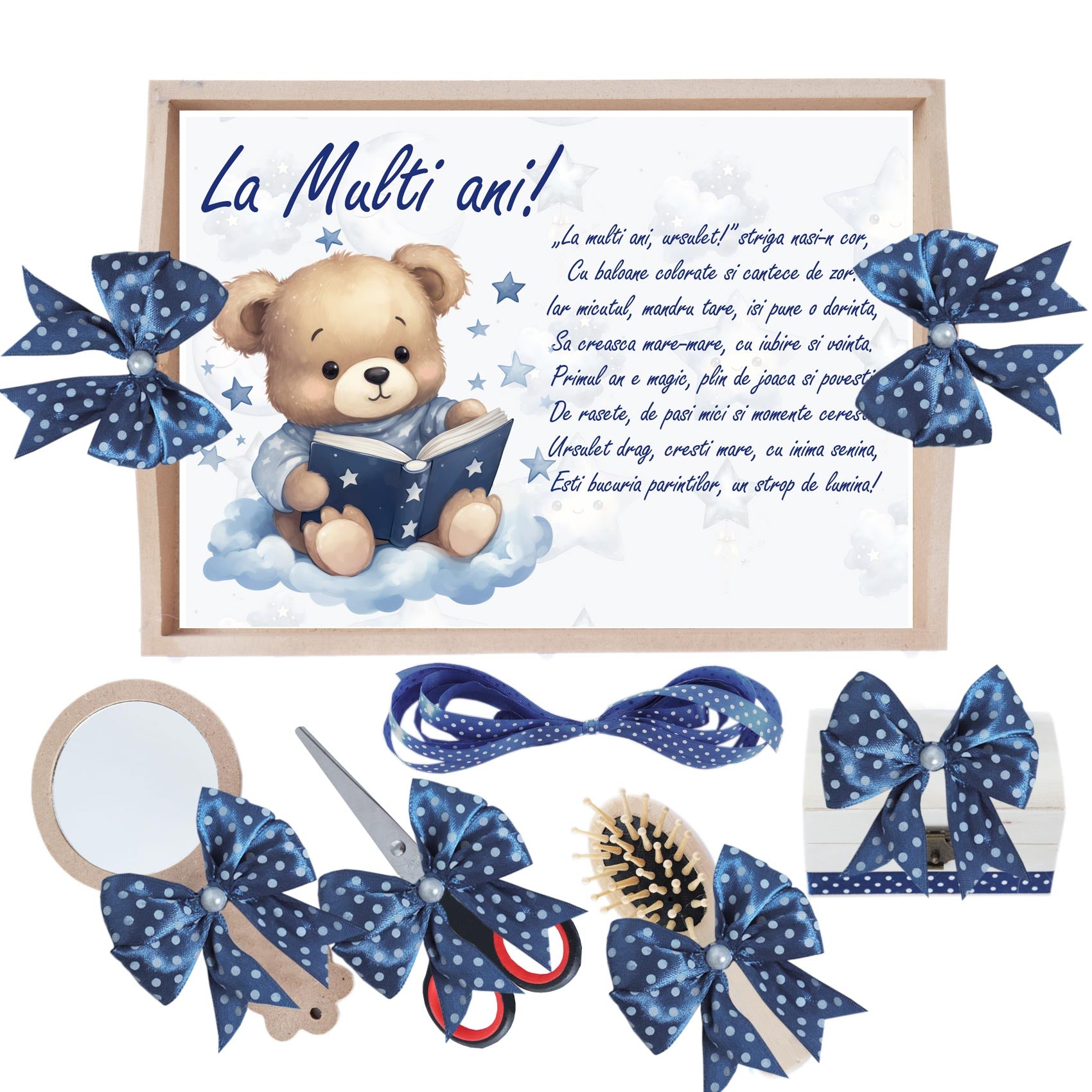 Set tava pentru taiere mot, model Tip Ursulet, bleumarin, 6 piese, 35x20 cm, Recostore®, REC1967/314