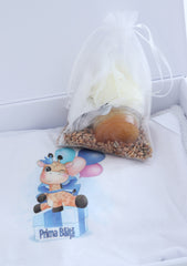 Set prima baita dupa botez cu nasii, body, prosop si saculet cu mirodenii, Girafa, REC2558