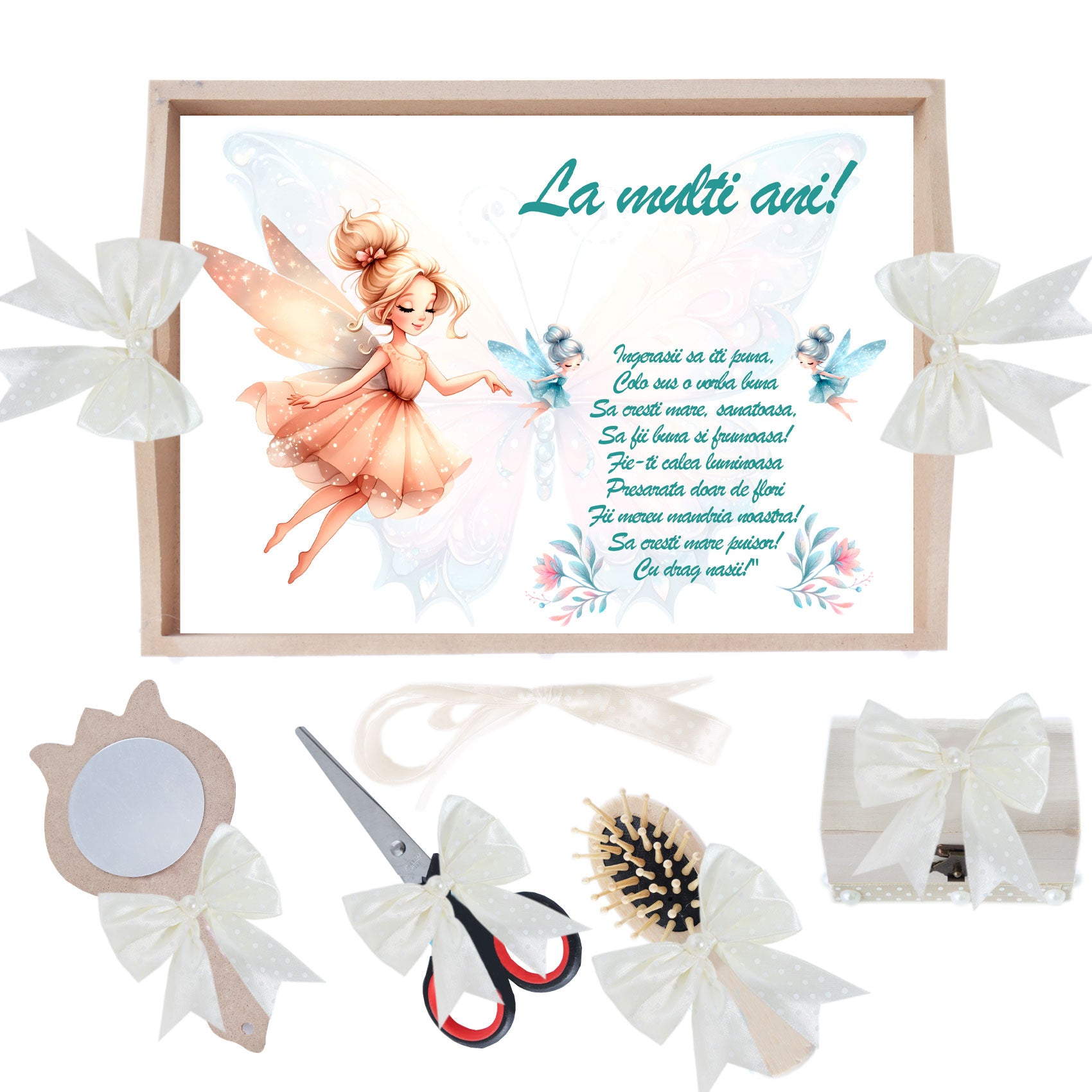 Set tava pentru taiere mot/turta, model Tip Zana, ivoire, 6 piese, 35x20 cm, Recostore®, REC1967/319