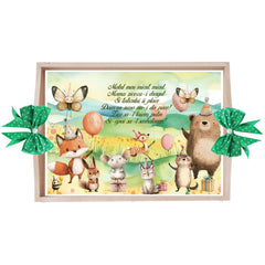 Set tava pentru taiere mot, model cu Animalute, verde, 6 piese, 35x20 cm, Recostore®, REC1967/320