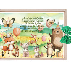 Set tava pentru taiere mot, model cu Animalute, verde, 6 piese, 35x20 cm, Recostore®, REC1967/320