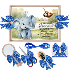 Set tava pentru taiere mot, model cu Elefantel, Albastru electric 6 piese, 35x20 cm, Recostore®, REC1967/322