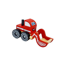 Joc cu cuburi din lemn tip masinuta excavator, 13cm x 7cm x 9cm, REC2828