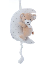 Jucarie pentru patut bebe, semiluna muzicala cu ursulet, dimensiune 25 cm, REC2976