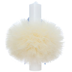 Lumanare botez, ingeras ivoire-albastru, 30x5.5 cm, REC5004/36