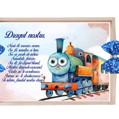 Set tava pentru taiere mot, model cu trenulet, albastru electric, 6 piese, 35x20 cm, Recostore®, REC1967/326