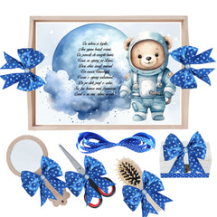 Set tava pentru taiere mot, model Ursuletul Astronaut, albastru electric, 6 piese, 35x20 cm, Recostore®, REC1967/327