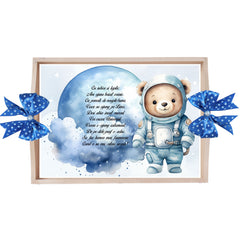 Set tava pentru taiere mot, model Ursuletul Astronaut, albastru electric, 6 piese, 35x20 cm, Recostore®, REC1967/327