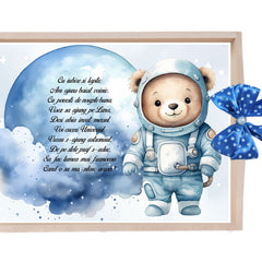 Set tava pentru taiere mot, model Ursuletul Astronaut, albastru electric, 6 piese, 35x20 cm, Recostore®, REC1967/327