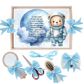 Set tava pentru taiere mot, model Ursuletul Astronaut, bleu, 6 piese, 35x20 cm, Recostore®, REC1967/328