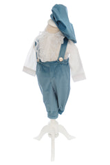 Costum cu aripi pentru botez baieti, bleu compus din 4 piese, camasa, pantaloni, bascuta si pantofiori, Recostore®, REC2749