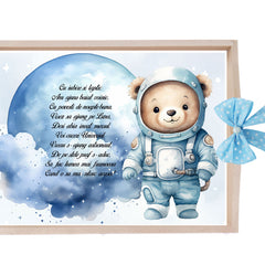 Set tava pentru taiere mot, model Ursuletul Astronaut, bleu, 6 piese, 35x20 cm, Recostore®, REC1967/328