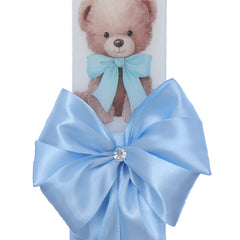 Set trusou botez cu ursulet bleu, lumanare si trusou, 8 piese, REC5013/14