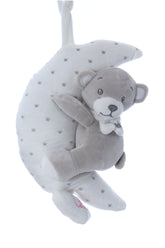 Jucarie pentru patut bebe, semiluna muzicala cu ursulet, dimensiune 25 cm, REC2977