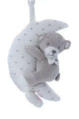 Jucarie pentru patut bebe, semiluna muzicala cu ursulet, dimensiune 25 cm, REC2977