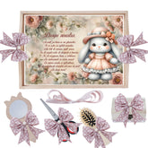 Set tavita pentru taiere mot/turta, model cu iepuras, roz pudrat, 6 piese, 35x20 cm, Recostore®, REC1967/333