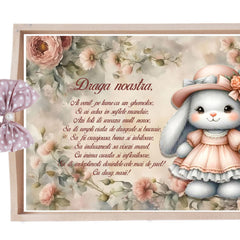 Set tavita pentru taiere mot/turta, model cu iepuras, roz pudrat, 6 piese, 35x20 cm, Recostore®, REC1967/333