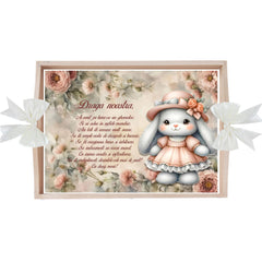 Set tavita pentru taiere mot/turta, model cu iepuras, ivoire, 6 piese, 35x20 cm, Recostore®, REC1967/334