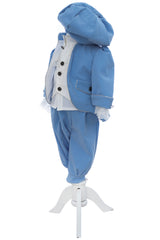 Costumas de print pentru botez, bleu, 5 piese, REC3525