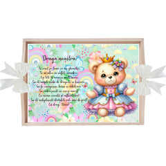 Set tavita pentru taiere mot/turta, model cu Ursulet, ivoire, 6 piese, 35x20 cm, Recostore®, REC1967/336