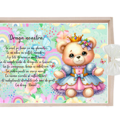 Set tavita pentru taiere mot/turta, model cu Ursulet, ivoire, 6 piese, 35x20 cm, Recostore®, REC1967/336