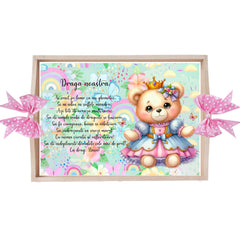 Set tavita pentru taiere mot/turta, model cu Ursulet, roz, 6 piese, 35x20 cm, Recostore®, REC1967/337