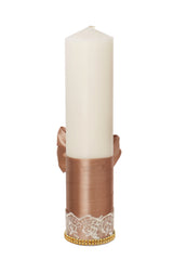 Lumanare botez fete, model cu Caprioara, 30x7 cm, bej inchis, Recostore®, REC5002/19