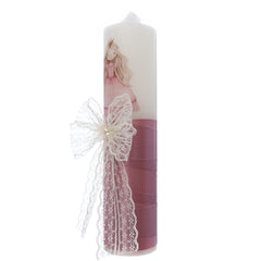 Lumanare botez cu Printesa, 30x7 cm, roz pudrat, Recostore®, REC5002/33