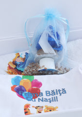 Set prima baita dupa botez cu nasii, body, prosop si saculet cu mirodenii, Winnie The Pooh, REC2559