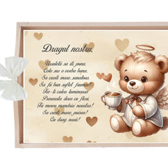 Set tavita pentru taiere mot/turta, model cu Ursulet, ivoire, 6 piese, 35x20 cm, Recostore®, REC1967/337